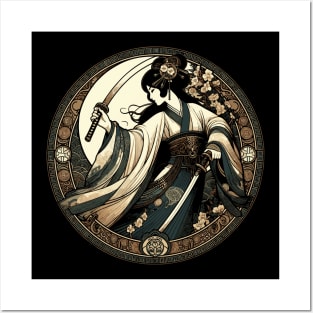 Warrior Princess - Chinese Swordswoman Art Deco Style Posters and Art